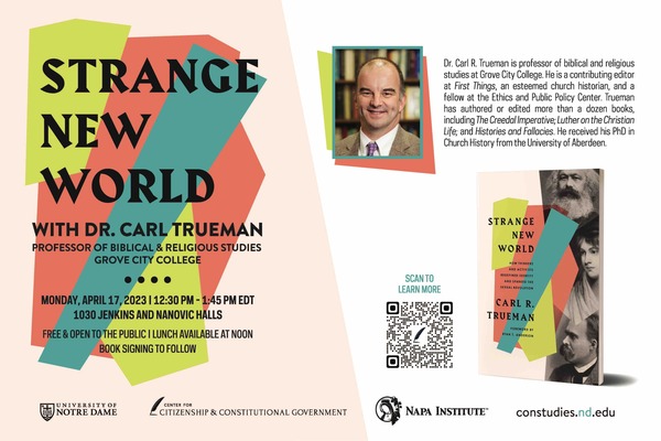Carl Trueman Lecture Poster "Strange New World"