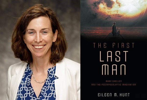 Headshot on the left and book cover "The First Last Man" on the right