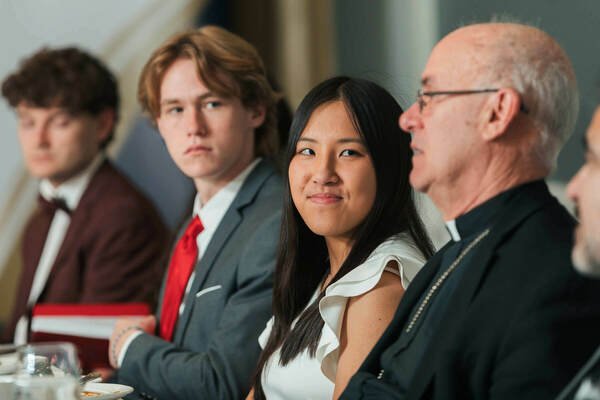 CCCG students enjoy dinner & discussion with Diocese of Fort Wayne-South Bend Bishop Kevin Rhoades